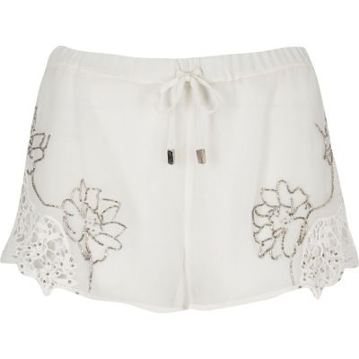 White embellished shorts